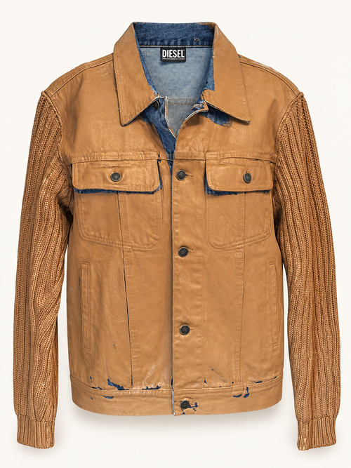 Diesel K-Layton Men’s Coated Denim & Knit Jacket – Size M – New With Tags