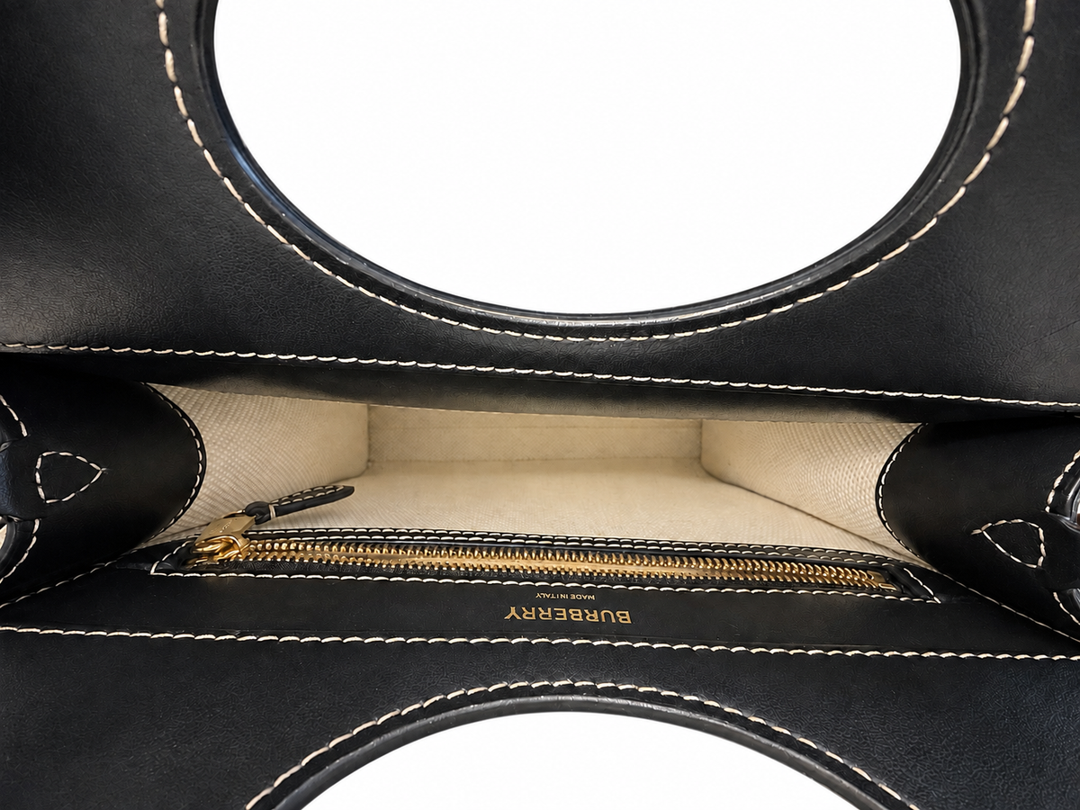 Burberry Two-Tone Mini Pocket Bag – White Canvas & Black Calfskin